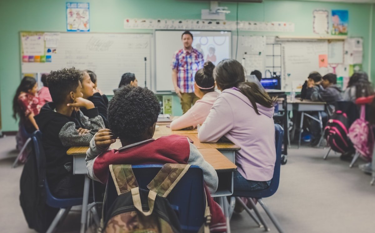 Classroom with students and technology